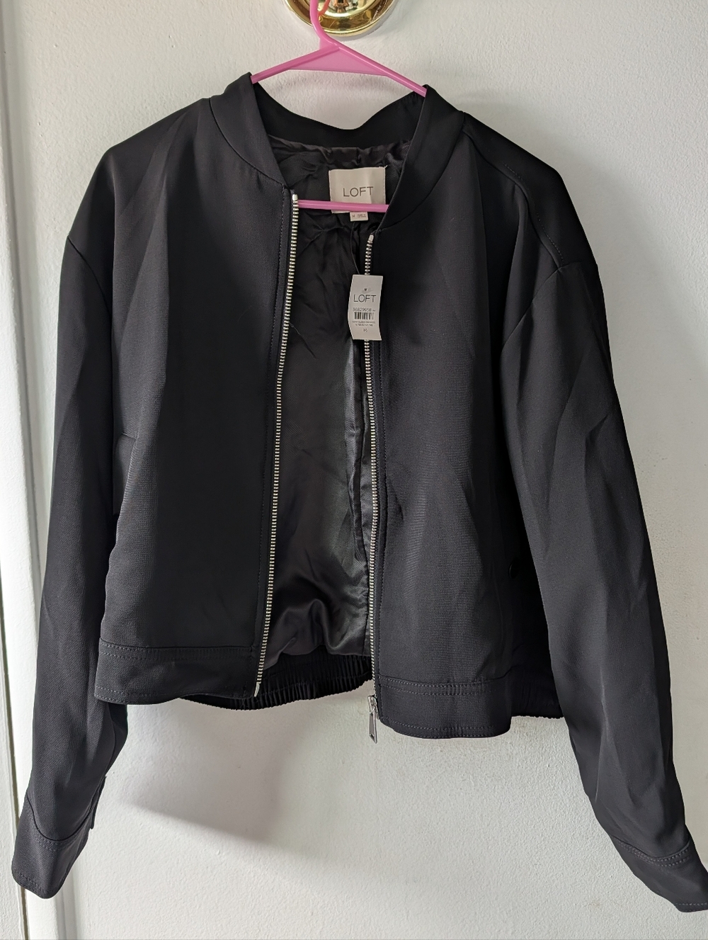 LOFT Black Women's Bomber Jacket with Zip Front